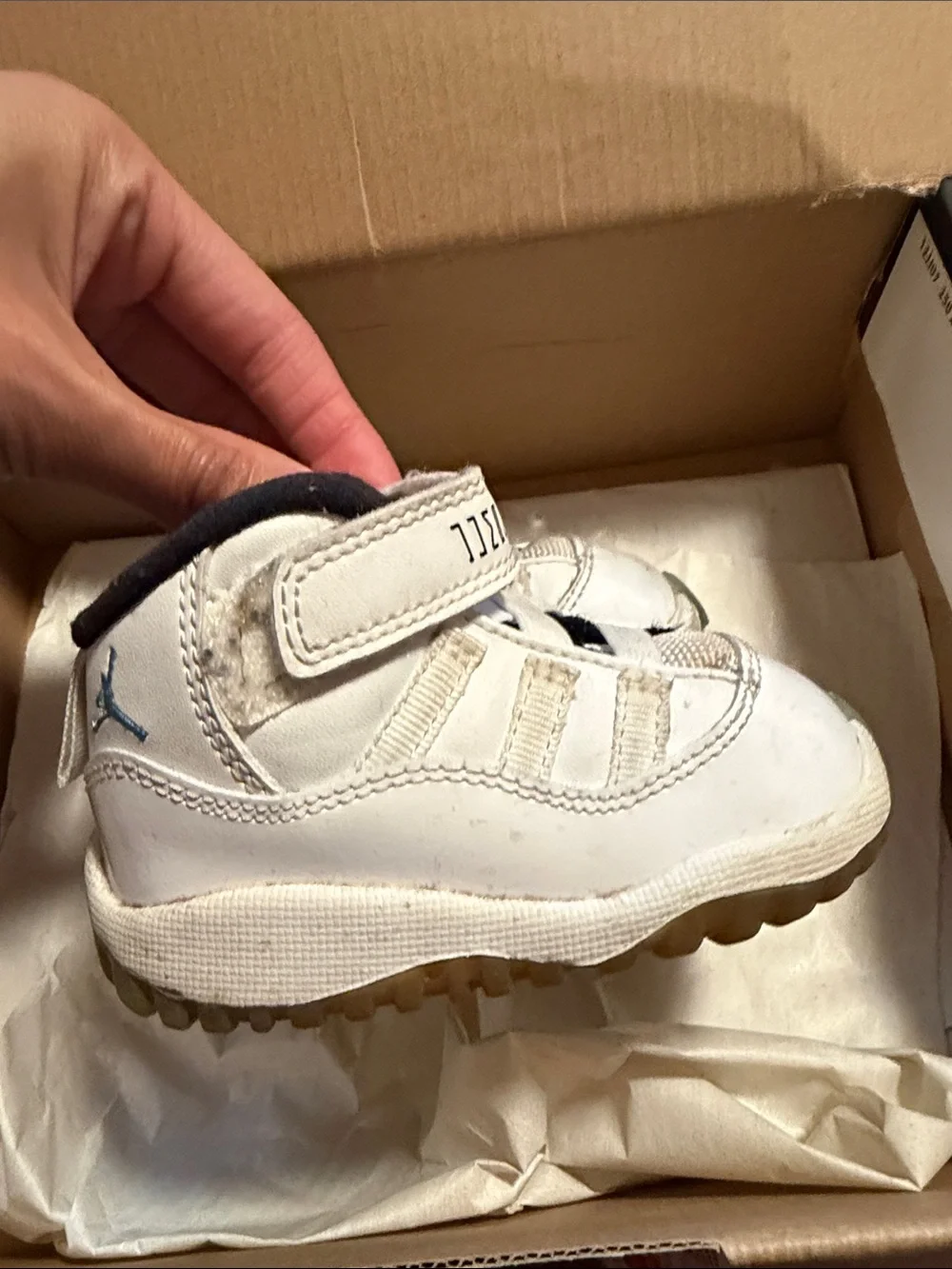 Jordan Kids White and Navy High-Top Sneakers